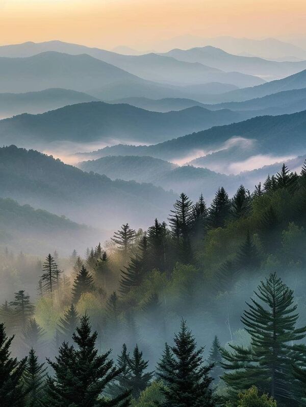 Paesaggio di montagne e cielo, atmosfera silenziosa
